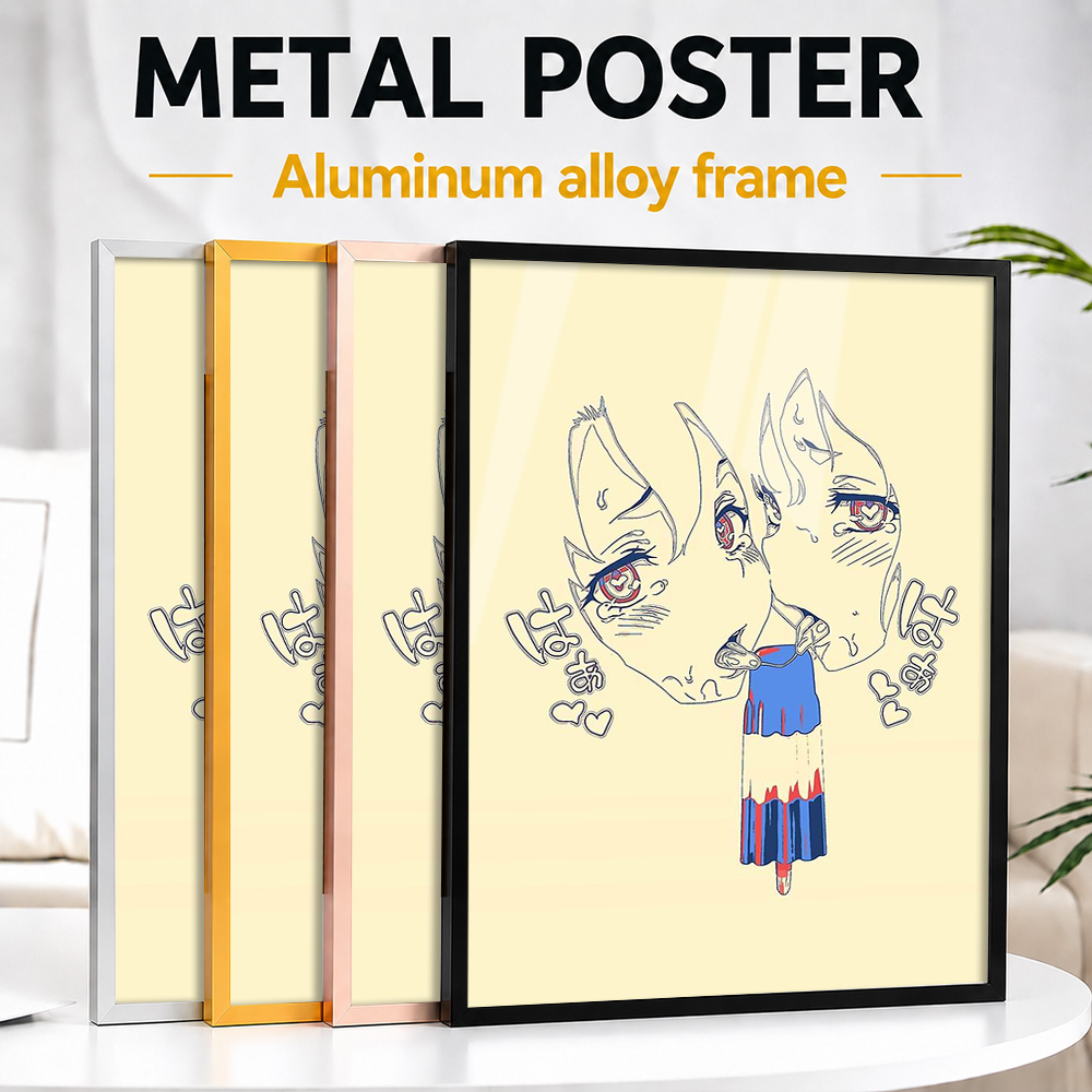 Anime Poster Print - Kawaii Anime School Girl Framed Metal