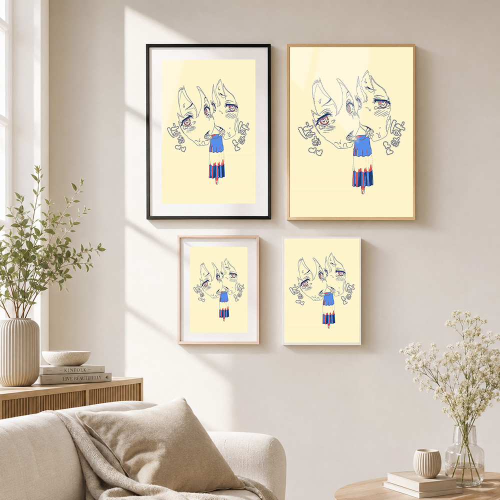 Kawaii Anime School Girl Frame - đánh giá và giá Anime Poster Print